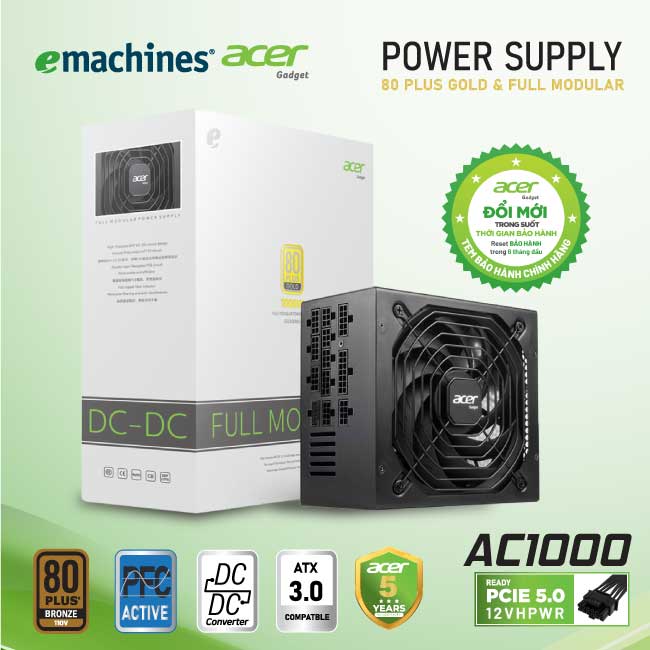 Acer AC1000 80+ Gold PSU